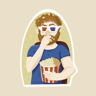 Movie man eating popcorn T-Shirt