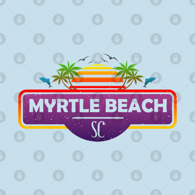 Disover Myrtle Beach South Carolina, Tropical Palm Trees Sunset - Summer - Myrtle Beach South Carolina - T-Shirt