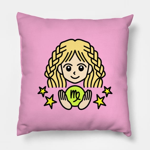 Virgo Zodiac Sign Pillow by Yukarina