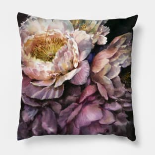 Peonies on a dark background Pillow