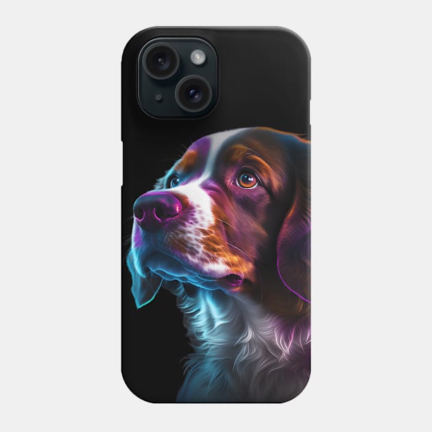 Neon Brittany Dog Phone Case by Sygluv