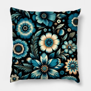 Blue Floral Pattern Pillow