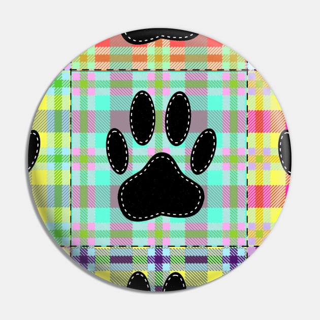 Dog Paw Pattern Quilt Print Pin by Braznyc