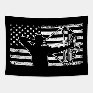 Hunting Archer American Flag Bowhunting Hunter Tapestry