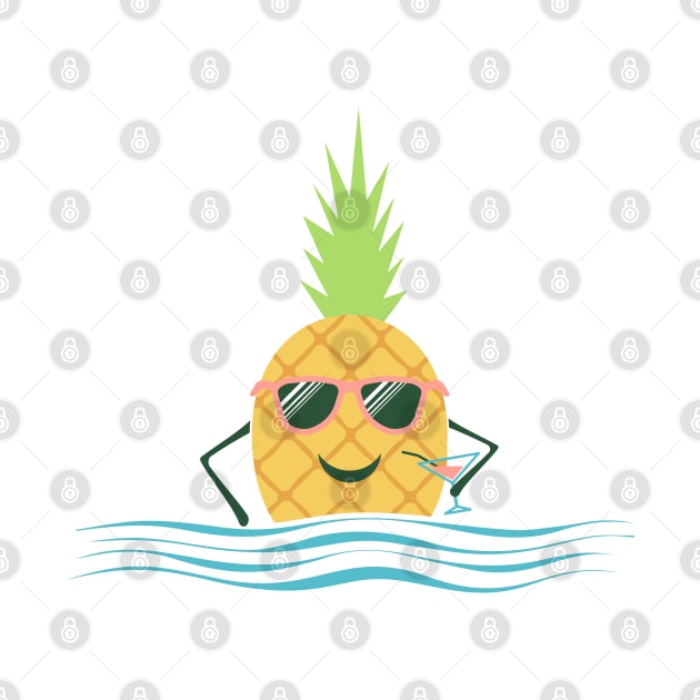 Pineapple waist in water with a cocktail in hand by lakokakr