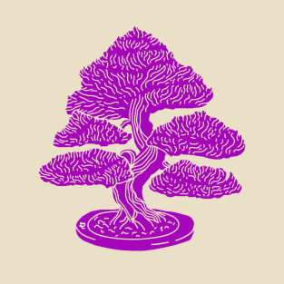 Purple Bonsai Woodblock T-Shirt