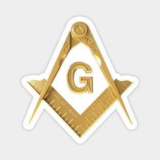 Gold Square & Compass Masonic Freemason Magnet