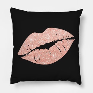 Light Rose Gold Faux Glitter Lips Pillow