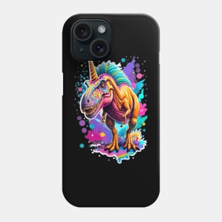 colorful scary t-rex unicorn Phone Case