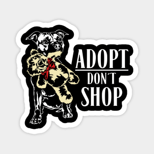 Funny Cute Pitbull dog portrait Adopt dont shop Magnet