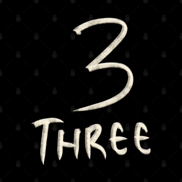 Hand Drawn Number Letter 3 Three by Saestu Mbathi