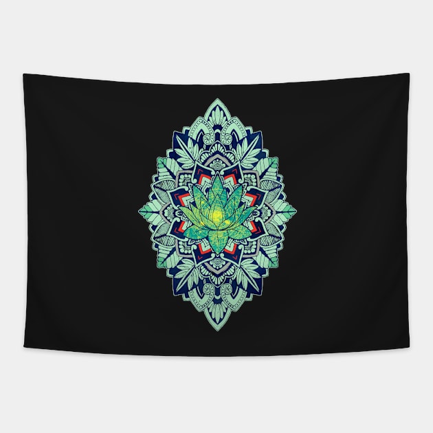 Vintage Mandala Lotus Flower Tapestry by Exosam