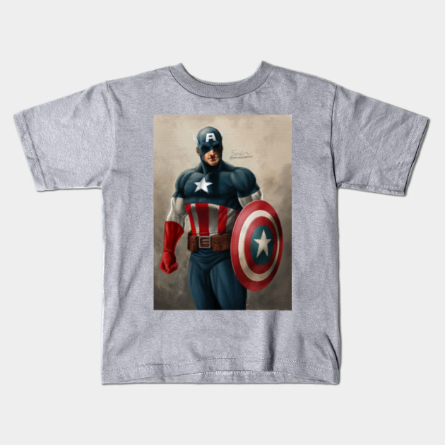 Captain America Painting Portrait Captain America Kids T Shirt