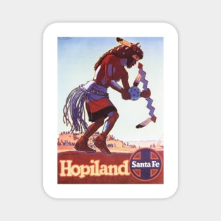 HOPILAND Native Buffalo Dancer Santa Fe Railway Vintage Travel Magnet