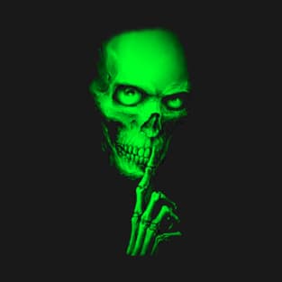 Green Skull Shhh - Halloween T-Shirt