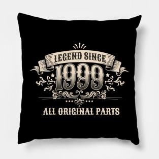 Retro Vintage Birthday Legend Since 1999 All Original Parts Pillow