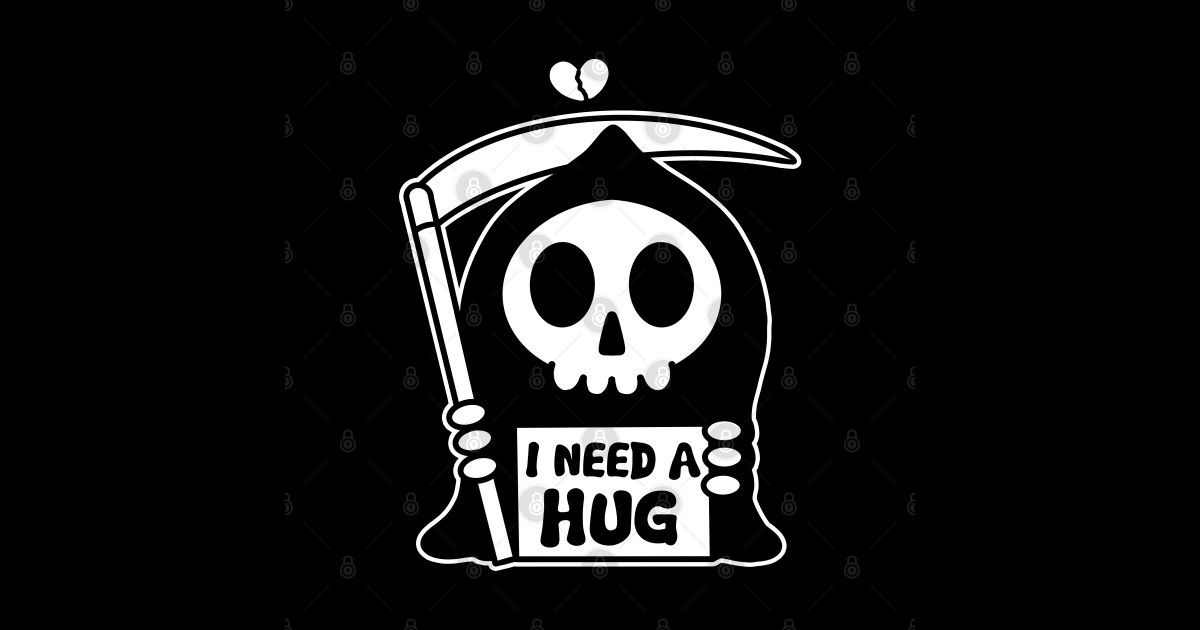 Cute Grim Reaper I Need A Hug I Need A Hug Grim Reaper Sticker Teepublic 4100