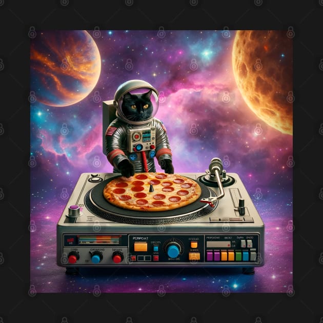 Dj Pizza Black Cat in Space by VisionDesigner