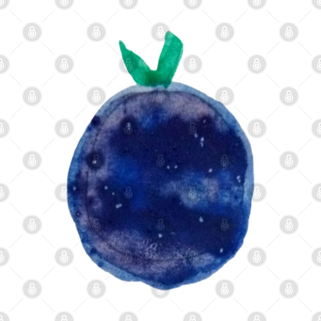 Blue round fruit watercolor design by Artistic_st