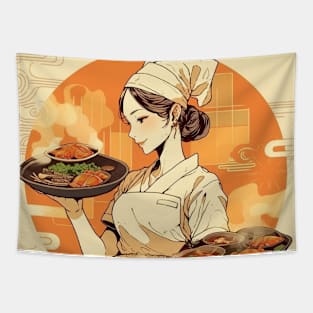 asian restaurant waitress Tapestry