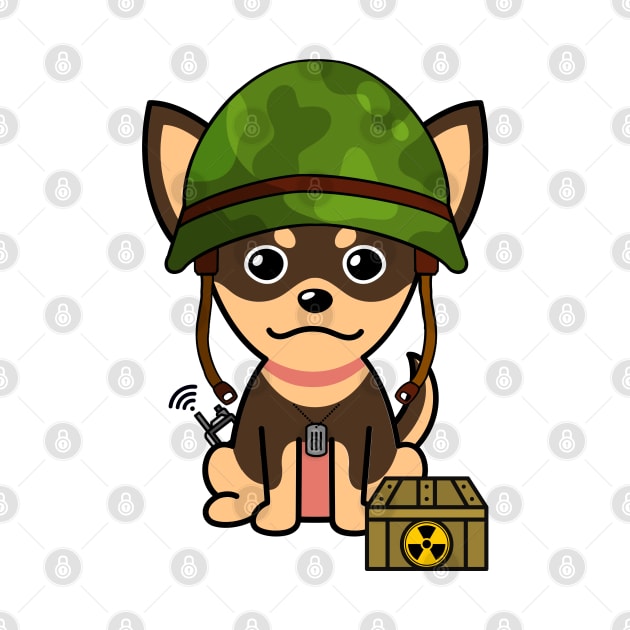 Funny small dog is a soldier by Pet Station