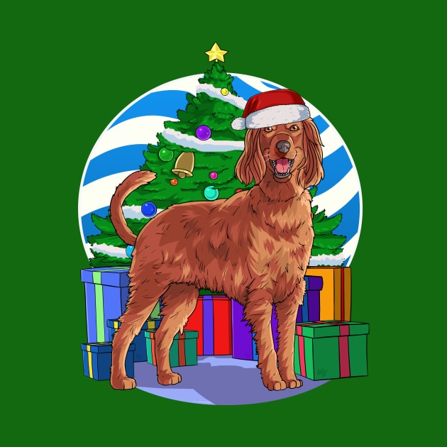 Irish Setter Dog Cute Santa Christmas Gift by Noseking