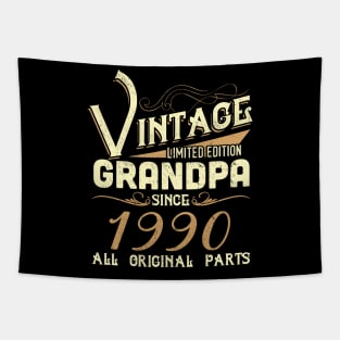 Vintage Grandpa Since 1990 Funny Man Myth Legend Daddy Tapestry