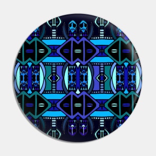 African Symbolic  Design in Blues - "The Knowledge of Tradition" Pin