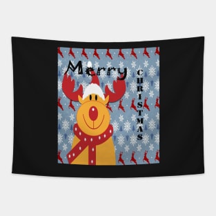 Merry Christmas, Rudolph, Snowflake, Reindeer Christmas Cards & other Products Tapestry