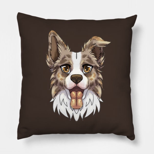 Red Merle Border Collie Pillow by Bamsdrawz