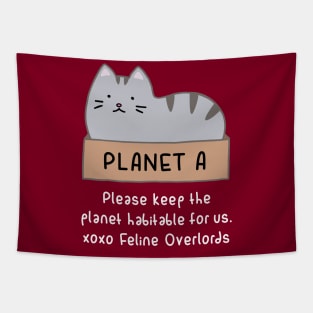 Gray Cat - Habitable Planet (Red) Tapestry