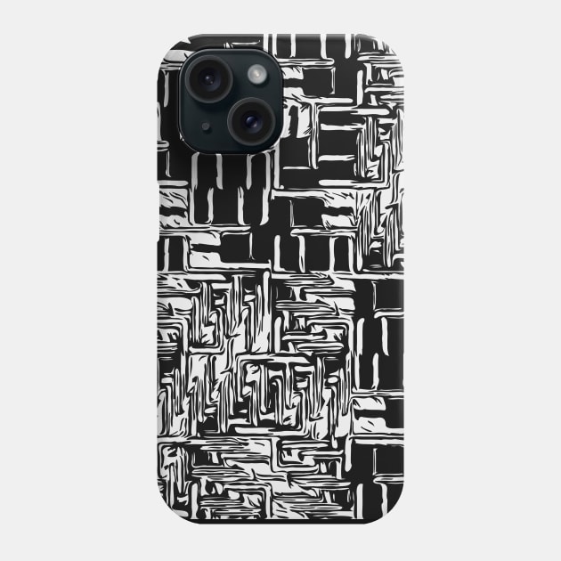 Black White Abstract Pattern Phone Case by AmezMemesDesignz