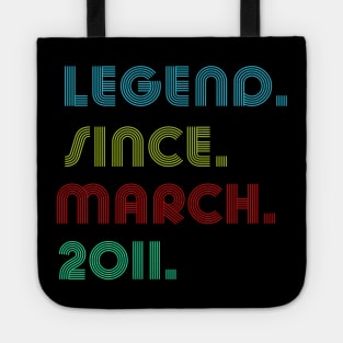 13 Years Old Legend Since March 2011 13th Birthday Tote