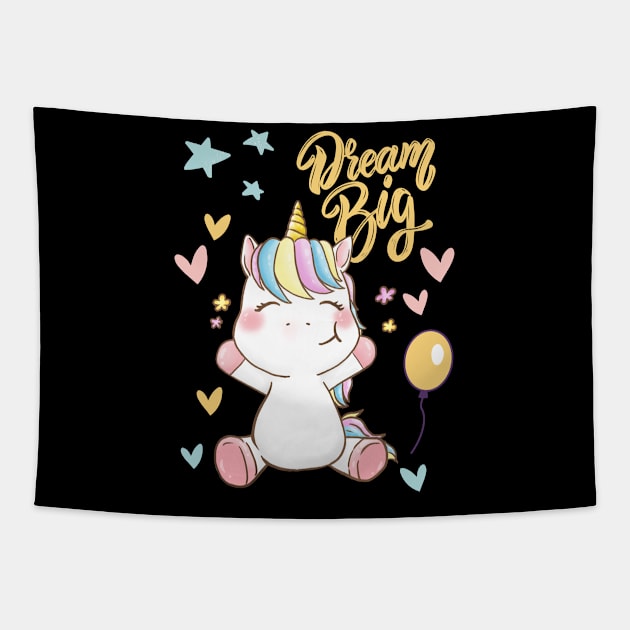 Sweet Unicorn Dream big Cute baby outfit great for kids toddlers baby shower Tapestry by BoogieCreates