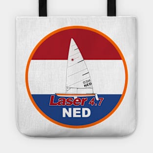 laser class sailboat on flag Netherlands Tote