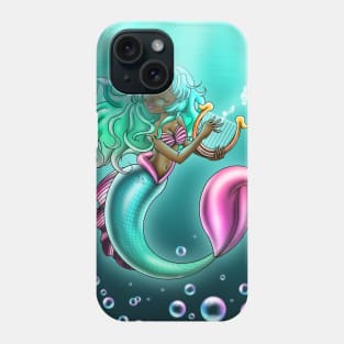 African American Mermaid and Harp Phone Case