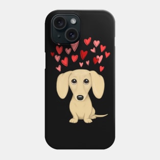 Cream Dachshund | Cute Wiener Dog with Valentine Hearts Phone Case