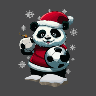 Christmas Soccer Panda Santa T-Shirt