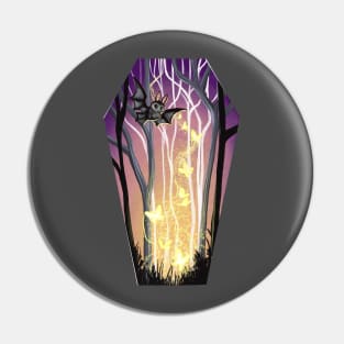 Bat in the Woods Coffin Pin