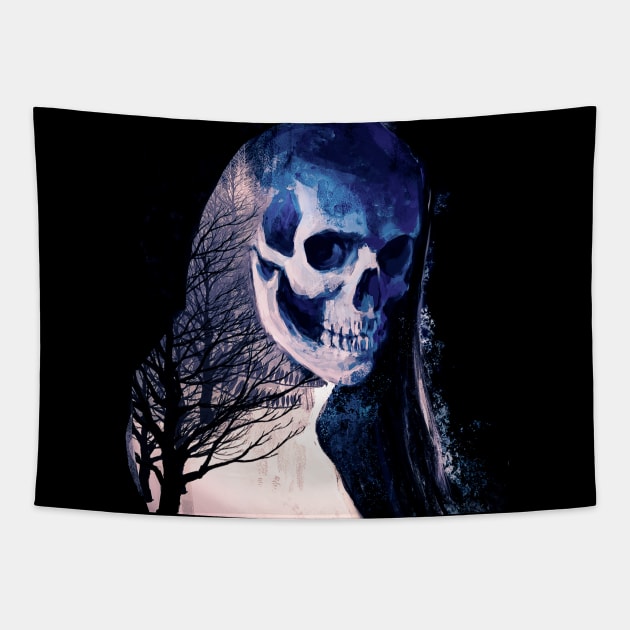 Snow Skull Tapestry by Beatriz Addams