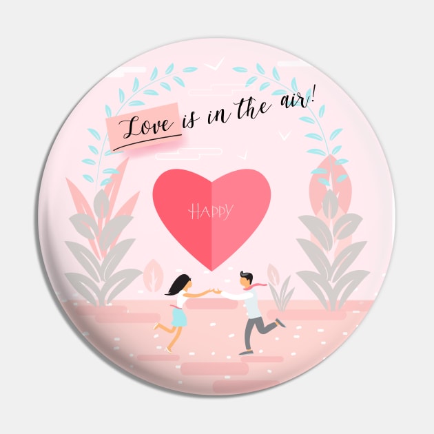 Happy Valentine's Day - Love is in the air! Lettering Contemporary Art Pin by sofiartmedia