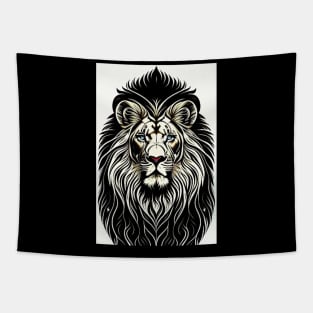 Male Lion Head Ink Stamp Tapestry