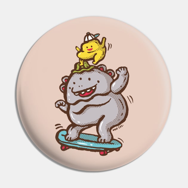 Monsters with Surf skate Pin by nokhookdesign