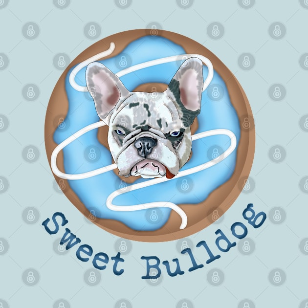 Sweet Bulldog and donut with blue glaze by KateQR