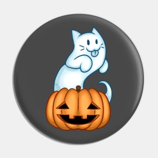 Cat Ghost and Pumpkin Pin