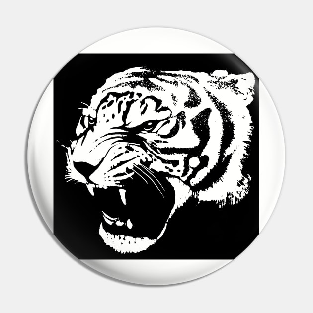 Tiger Head Silhouette Pin by Tamie