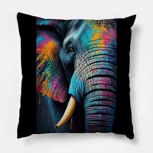 Colorful Elephant in Pop Art Style - A Fun And Playful Art Design For Animal lovers Pillow