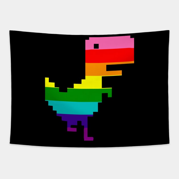 Rainbow Dyno Tapestry by OneBigPixel