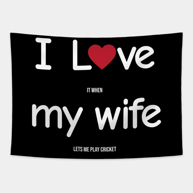 Funny Indian Pakistani Wife Husband Quote Cricket Joke Tapestry by alltheprints