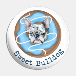 Sweet Bulldog and donut with blue glaze Pin